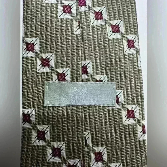 Stafford Executive Tie - Olive Green/Tan/Burgundy - Picture 5 of 5